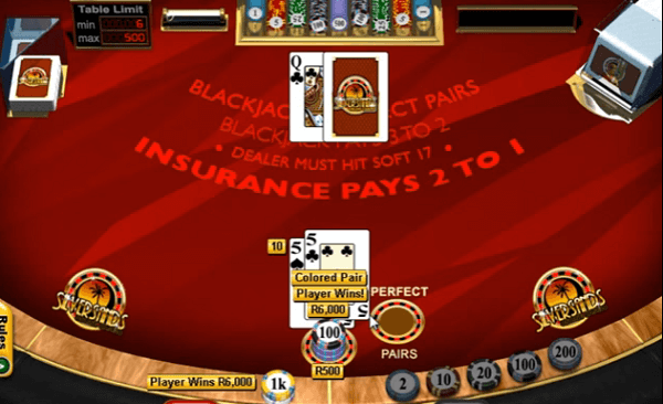 blackjack perfect pairs odds